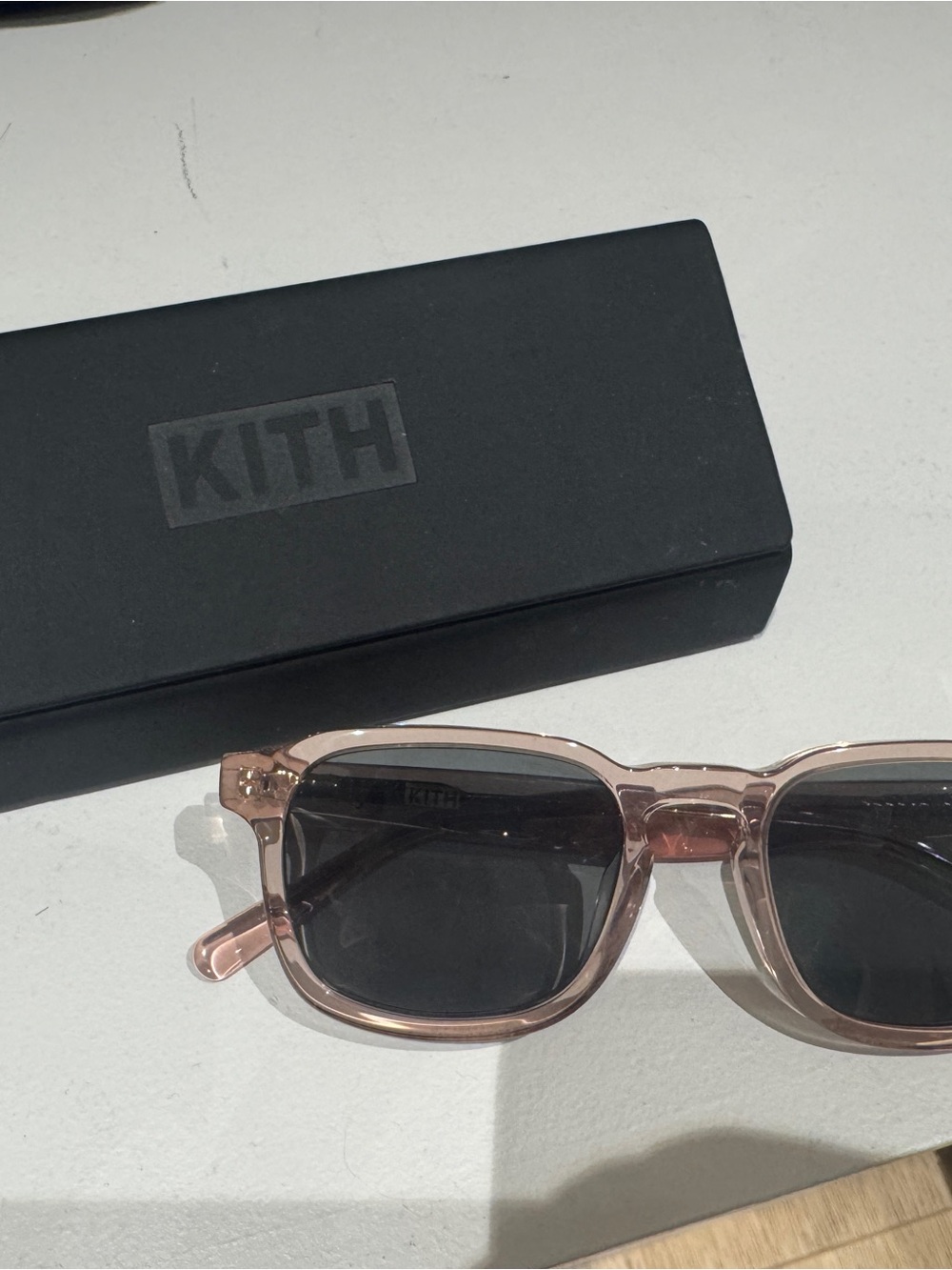 Kith Translucent Rose Frame Sunglasses with Dark Lenses